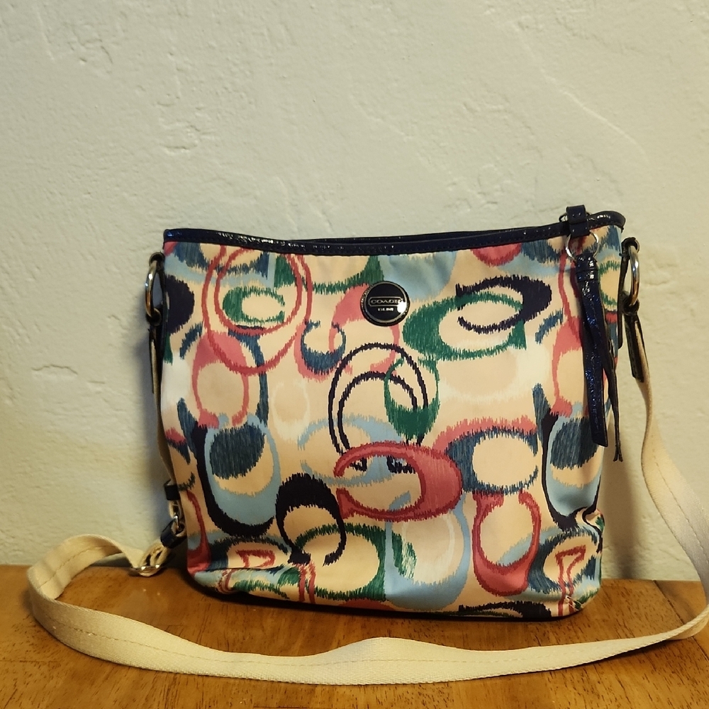 Coach Red and Pink Crossbody Bag with Artistic Design